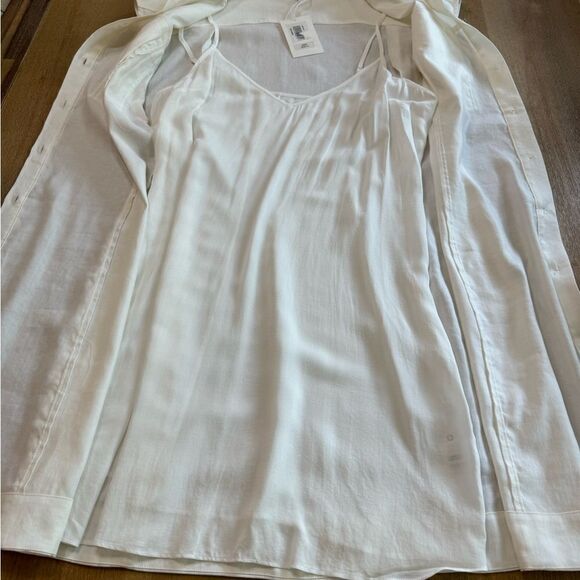 Frame Arie Stretch Linen Button Down Shirt Dress White Medium - Picture 12 of 15